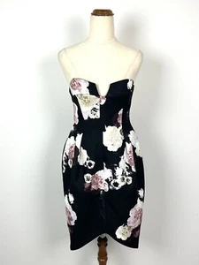 NEW Keepsake Divide Dress S Black Floral Strapless Pencil Party Occasion Formal - Picture 1 of 10