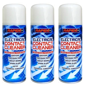 3 x 200ML ELECTRICAL CONTACT CLEANER SPRAY CLEANS SWITCH CIRCUIT BOARD IGNITION - Picture 1 of 2