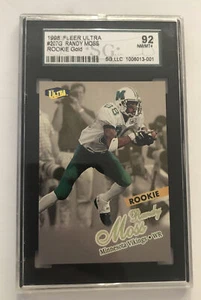 Tarjeta de novato Ultra Randy Moss #207G 1998 edición medallón de oro radiocontrol - precio base casi nueva/Mt+ - Imagen 1 de 2