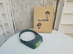 Vintage Opti-Visor Optical Glass Headlamp Magnifier w/Box Manual Magnifying Spe - Picture 1 of 9