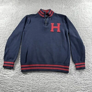 Tommy Hilfiger Sweater Youth Medium 12/14 Letterman Style Quarter Zip Mock Neck - Picture 1 of 8