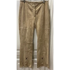 Wilsons Leather Maxima Women Size 8 Pants Flare Split Laced Hem Boho - Picture 1 of 7