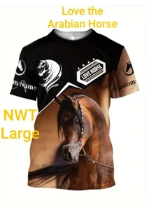 3D Arabian Horse Cowboy Love Western Unisex Premium Shirt Large Men Women NWT - Picture 1 of 5