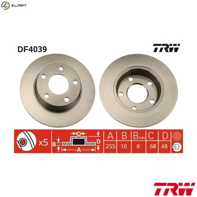 2x BRAKE DISC DF4039 FOR AUDI A6/S6 ALLROAD AJL/APU/ANB/ARK/AWT/AEB 1.8L 4cyl A6 - Image 1 of 4