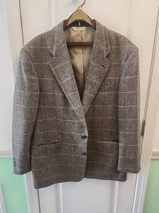 Vintage Evan Picone Blazer Jacket Made in USA Mens 44 Wool Coat Tan Brown - Picture 1 of 11