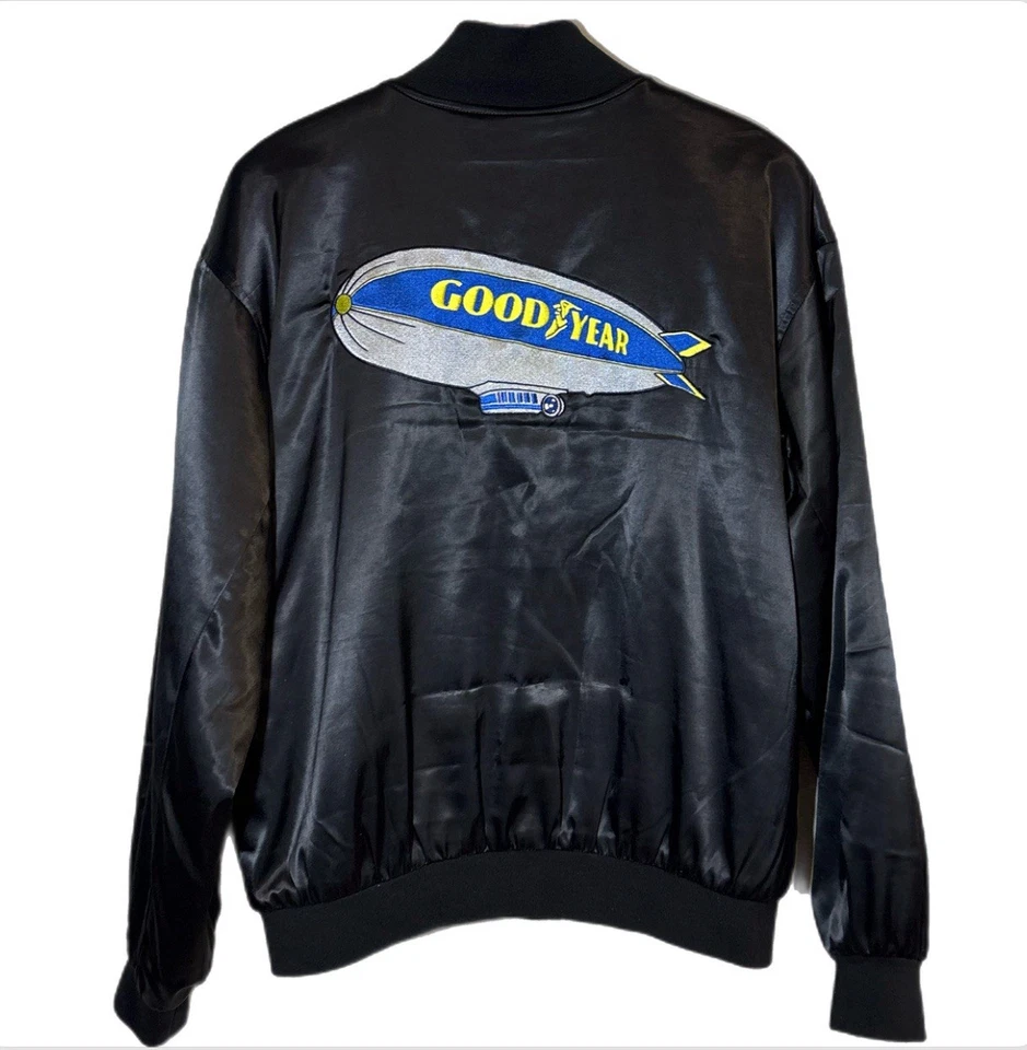 Chaqueta de bombardero HUF x Goodyear Racing satinada negra a presión para hombre pequeña bordada rara Foto 1 de 4