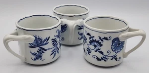 Blue Danube Blue Onion Coffee Mugs Cups Set of 3 Japan Rectangle Mark - Picture 1 of 11