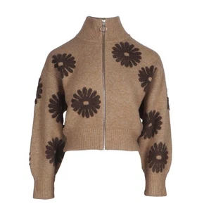 Sandro Paris Women's Sweater Size 0 / XS Wool Blend Knit Floral SFPCA00693 - Picture 1 of 10
