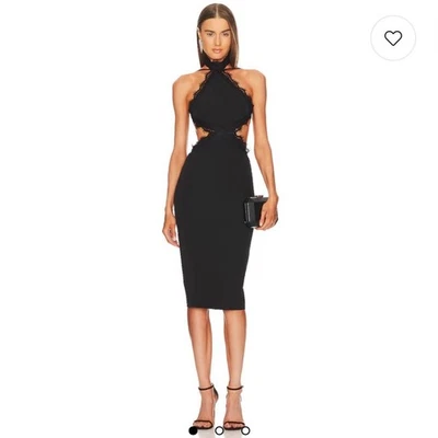 Vestido Michael Costello x REVOLVE Jenson Midi en Negro Talla Mediana Foto 1 de 4