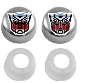 TWO Chrome bolt cover License Plate Frame Screw Cap car truck TRANSFORMERS - Bild 1 von 3