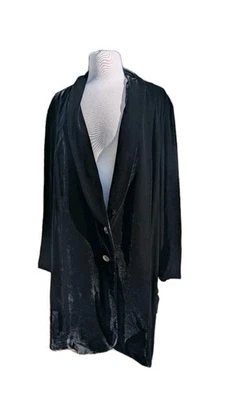 Chaqueta Blazer Terciopelo J Jill 4x Negro Mezcla Seda Chal Cuello Largo Foto 1 de 4