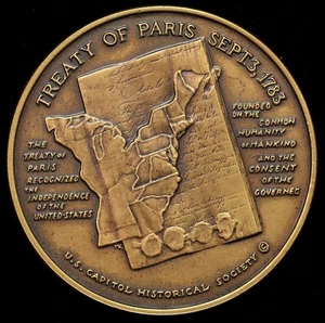 1983 Ben Franklin Tratado de París 200º Capitolio Sociedad Histórica Medalla 38 mm - Imagen 1 de 2