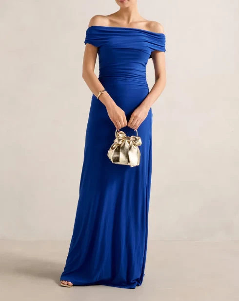 As New - Forever New Romy Off Shoulder Jersey Maxi Dress Blue Women's Size 14 - image 1 of 4