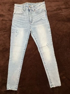Gap Kids Girls High Rise Skinny Distressed Light Blue Denim Jeans 8 Adjustable - Picture 1 of 6