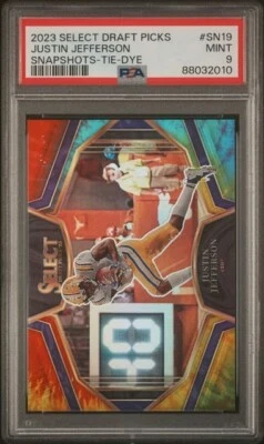 2023 PANINI SELECT DRAFT PICKS SNAPSHOTS #SN19 JUSTIN JEFFERSON SNAPSHOT-TIE-DYE - Image 1 of 4