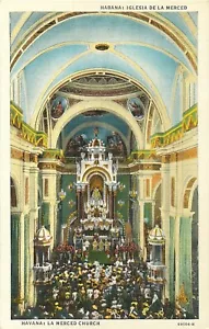 HAVANNA KUBA LA MERCED KIRCHE INNENRAUM ALTE POSTKARTE ANSICHT - Bild 1 von 2