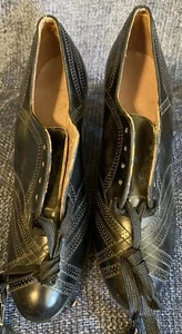 Antique C1930 Ladies Leather Dancing Shoes, Fancy - Picture 1 of 3