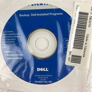 Dell Application Backup Dell Installed Programs Antivirus Support Disc 8G079 NEW - Picture 1 of 4