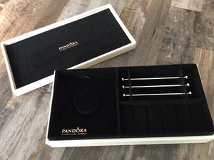 Pandora Leather Jewelry Storage Box w/ 3 charm bars 100% Authentic - Picture 1 of 4