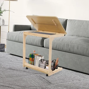 Sofá cama en forma de C altura ajustable mesa lateral color madera - Imagen 1 de 19