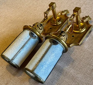Great Pair Early 1900s Arts and Crafts Leaded Slag Glass Sconces Antique Rewired - Picture 1 of 10