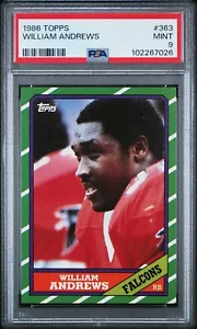 William Andrews 1986 Topps #363 PSA 9 como nuevo Pop 28 solo 7 Atlanta Falcons superiores - Imagen 1 de 2