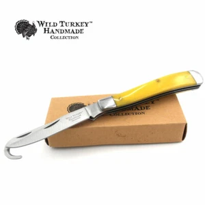Cuchillo de coleccionista plegable Wild Turkey hecho a mano intestino/gancho para caballero - Imagen 1 de 6