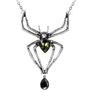 Alchemy Gothic Emerald Venom Spider Pendant Green & Black Crystals Necklace P432 - Picture 1 of 7