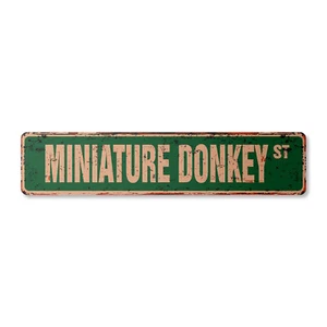 MINIATURE DONKEY Vintage Street Sign Metal Plastic small mule ranch farm rides - Imagen 1 de 4