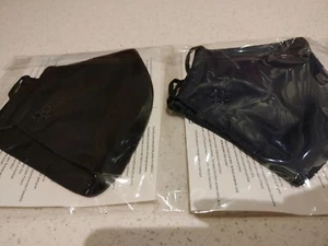 Tory Burch Face Mask Logo Navy Blue and Black Set of 2 NEW Sealed Current Season - Picture 1 of 7