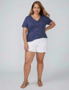 LANE BRYANT ~ New! NWT Plus 26 ~ White EMBROIDERED Rose GIRLFRIEND Shorts  3X 4X - Picture 1 of 3