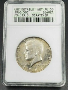 1966 P KENNEDY HALF DOLLAR 50c ANACS UNC DETAILS FS-101 FS-013.8 Double Die OBV - Picture 1 of 2