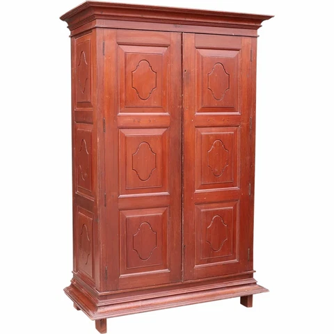 1860s Antique Anglo Indian Teak Wardrobe Armoire Bookcase Shelf Cabinet Cover