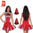 CHEERLEADER OUTFIT with POM-POMS Halloween Party Celebration Red/White Size XS