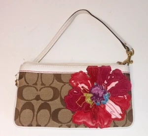 Borsa/borsa Coach usata kaki edizione limitata design floreale pochette 6264 - Foto 1 di 5