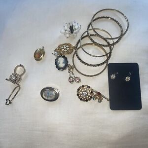 Victorian Jewelry Set 12 Earrings Pendant Bracelet Brooch Glove Clip Scar