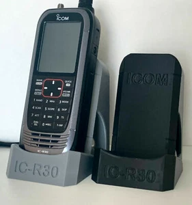 Desktop Stand for ICOM IC-R30 Hand Held Scanner/Receiver, BLACK/ SLIVER GREY - Picture 1 of 7
