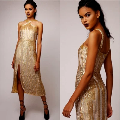 VIRGOS LOUNGE Vestido Cuervo Adornado Fiesta Midi Talla UK 8 EUR36 US4 - Imagen 1 de 4