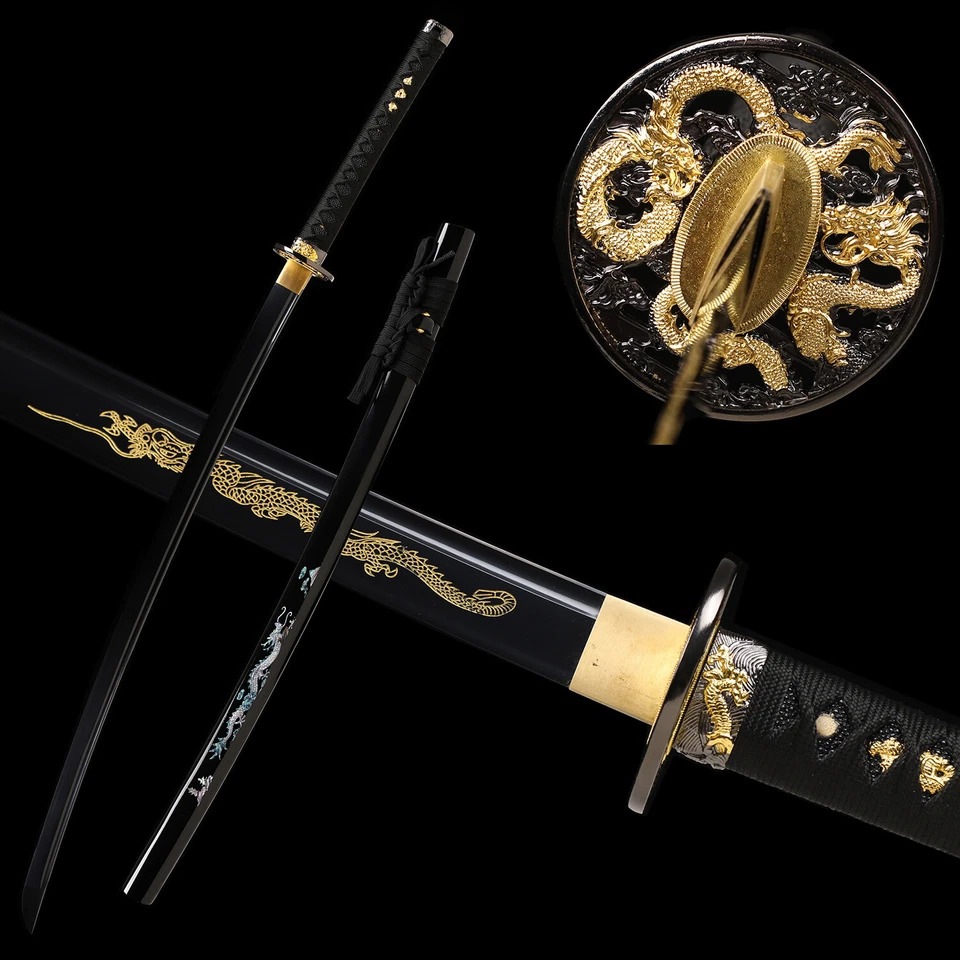 Handmade Black Blade Japanese Samurai Katana Sword 1095 High Carbon Steel Sharp - Image 1 of 4