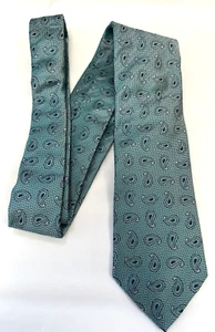 NEW! Eton green and silver grey paisley tie in 100% silk - Picture 1 of 9