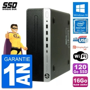 PC HP ProDesk 600 G3 SFF Intel Pentium G4400 RAM 16Go SSD 120Go Windows 10 Wifi - Foto 1 di 2