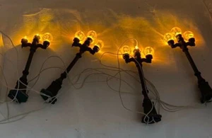 Dept 56 Village Acc Boulevard Lampposts (4) w/3 Missing Shades, Working Vtg.  #2 - Picture 1 of 4