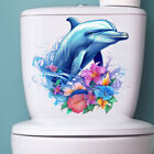Creative Flower Dolphins Toilet Stickers Self-adhesive Removable PVC Mural De FT