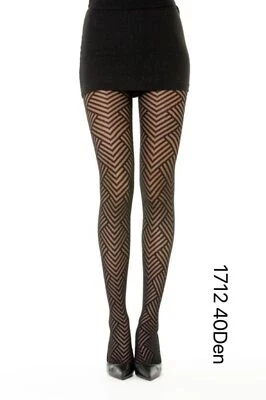 COFI 1453 cofi1453® Strumpfhose für Damen mit Muster in Schwarz Durchsichtig 40 DEN