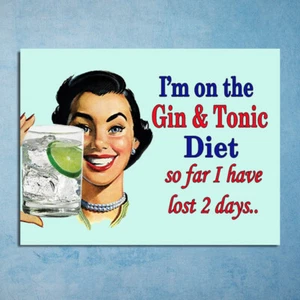 Gin and Tonic Diet retro vintage metal plaques poster bar image - Picture 1 of 2