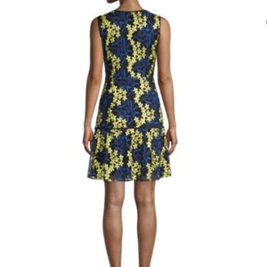 Sam Edelman Embroidered Yellow Blue Floral Mini Dress - Size 12 - Picture 1 of 9