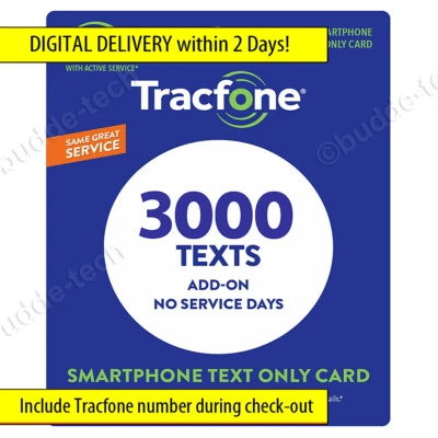 Tracfone Texts - *LIMITED TIME 3000 TEXT MESSAGES* Direct add in 2 Days! (1000) - Image 1 of 4