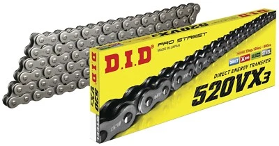 DID 520 VX3 BLACK (STEEL/RAW) MOTORCYCLE CHAIN with clip link 120 links - image 1 of 4