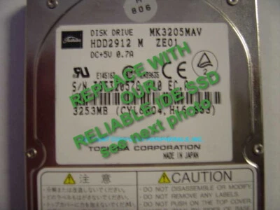 Replace Worn Out MK3205MAV HDD2912 Hard Drive W/ 4GB IDE 2.5" 44 PIN SSD CF Card - Image 1 of 2