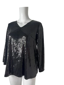 Fransa Sequin Jumper Pullover Size Small Black Blouse Womens Top NEW EU38 RRP£60 - Picture 1 of 11